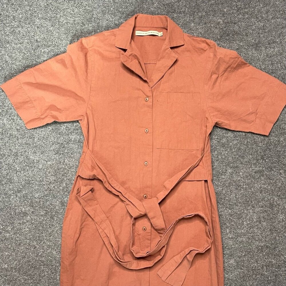 Shades Of Grey By Micah Cohen Womens Shirt Dress Pink Belted Midi Utility XS - Picture 4 of 9